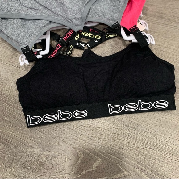 NWT Bebe 3Pack Seamless Sports Bras Pink Black - Picture 3 of 5